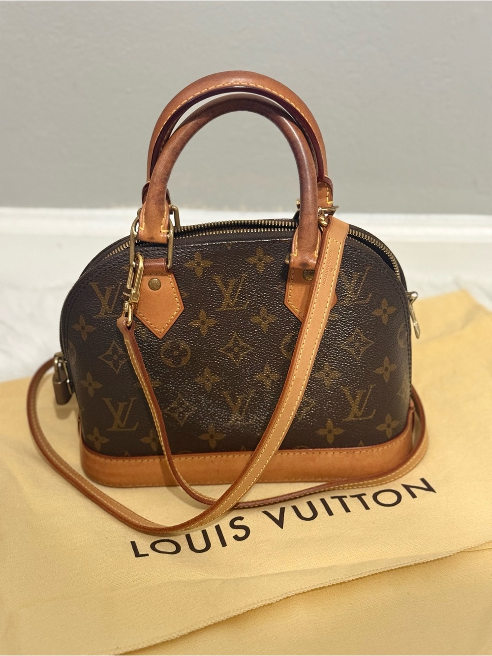 Louis Vuitton Monogram Canvas Alma Satchel in Brown and Tan